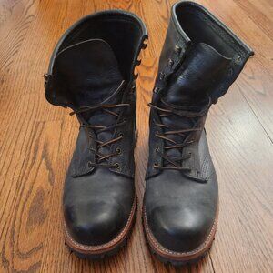 Frye classic style men's black distressed leather steel toe boots Size 13